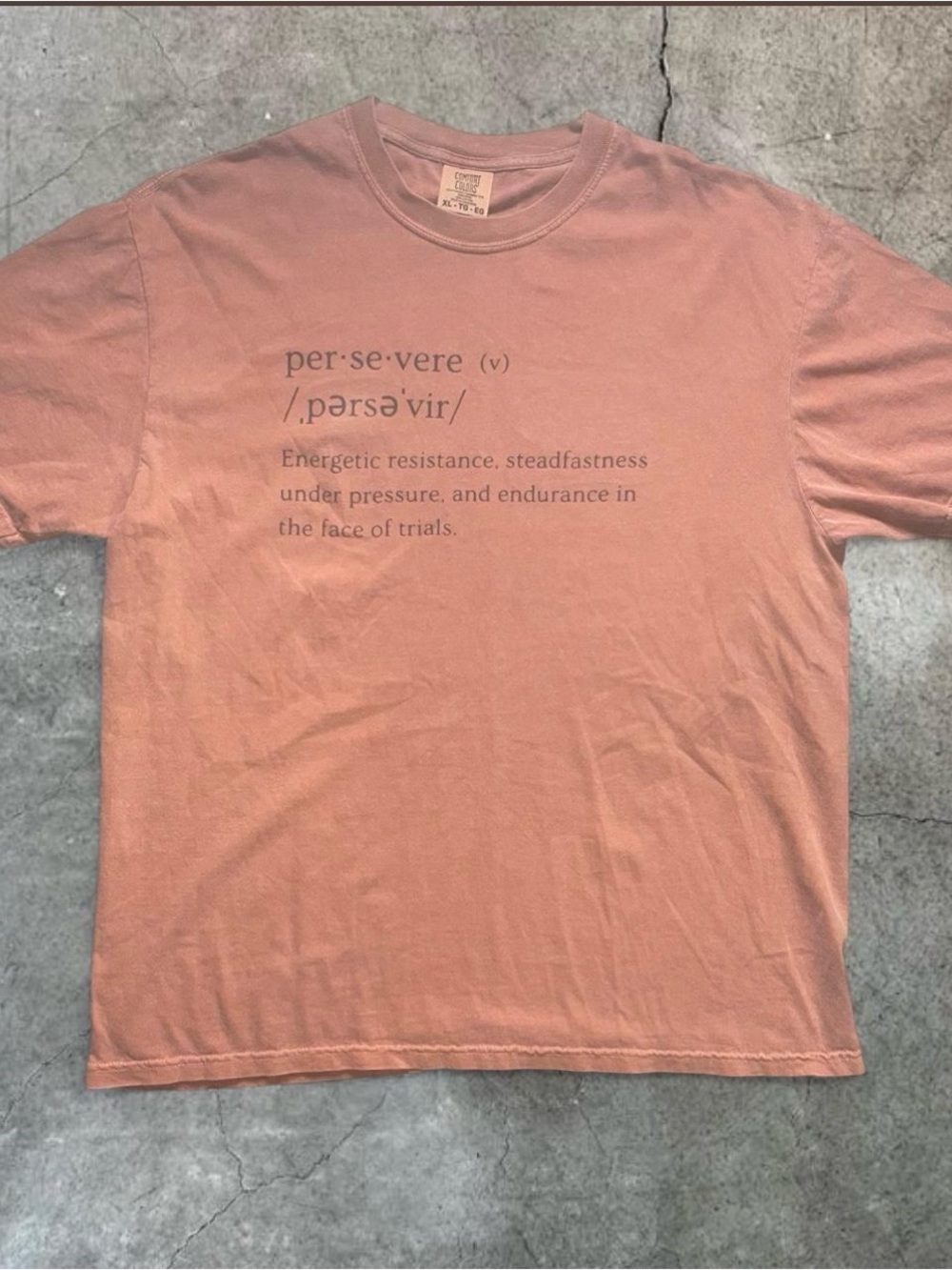 Orange "Persevere" Graphic
Tee - Size XL